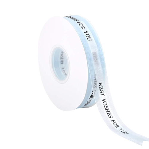 "Spool of white ribbon with the text &
