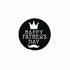 The image features a round black fondant embosser or cookie stamp. In the center, the text "HAPPY FATHER&