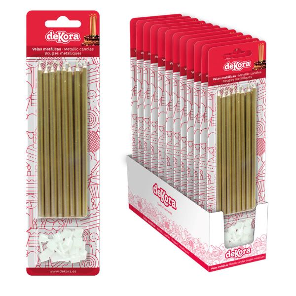 Dekora Metallic Gold Birthday Candles 13cm x 16
