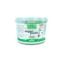 A round, clear plastic container of green sugar paste fondant labeled "Blue Baker." The container has a green and white design with the product name prominently displayed in black text. There are images of flowers and a decorated cake on the front. Additionally, the label includes various icons and text related to product information and usage. The container has a lid and is positioned on a plain white background.