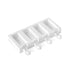 A white silicone mould with four cavities designed for making cakesickles. Each cavity has a wavy interior pattern, and there are three small, protruding handles for easy removal. The mould is rectangular in shape.