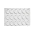 A white silicone mold featuring 18 cavities shaped like crescent moons, arranged in a rectangular grid. The cavities are smooth and rounded, with a simple design suitable for baking or crafting.