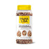 A transparent container with a yellow lid labeled "Mona Lisa Mini Chocolate Crispearls." The container is filled with colorful, small chocolate-coated balls, and the label features images of dessert swirls topped with the crispearls. The net weight of the product is 425 grams.