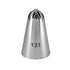 A stainless steel piping nozzle with a conical shape, featuring a small opening at the top and the number "131" printed on its side.