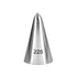 An image of a metal piping nozzle, shaped like a cone with a pointed tip. The nozzle is shiny and has the number "225" engraved on it. It is designed for cake decorating and similar uses.