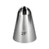A stainless steel piping nozzle with a pointed tip featuring a star-shaped opening. The nozzle is conical in shape and has the number "2F" printed on its side. The surface is shiny and reflective.