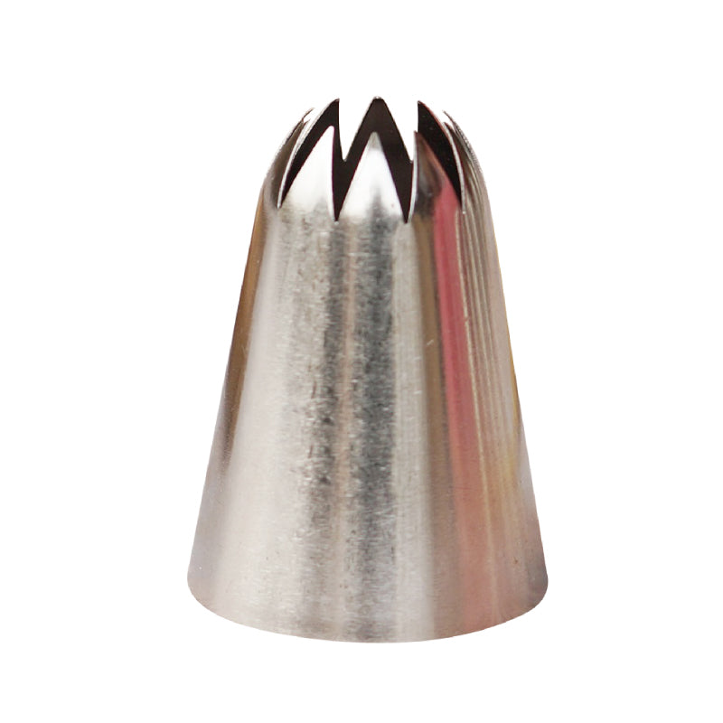 A metallic piping nozzle, designated as &