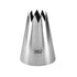 Image of a metal piping nozzle with a fluted opening, labeled "362." The nozzle has a conical shape with a shiny silver finish and multiple pointed edges around the top, designed for decorating cakes and pastries.