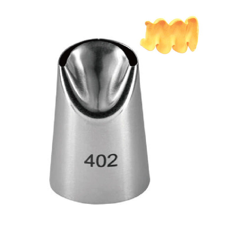 A stainless steel piping nozzle labeled &