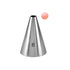 A stainless steel piping nozzle shaped like a cone, labeled with the number &