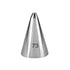 A metallic piping nozzle in the shape of a cone, with a pointed tip and two small openings at the top. The number "73" is printed on the side of the nozzle.