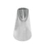A stainless steel piping nozzle, shaped like a cone, with a fluted opening at the top. The nozzle has a shiny surface and is used for decorating cakes and baked goods.
