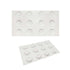 A white silicone mold with 12 circular cavities designed for making mini donuts. The mold has a smooth surface and is shown from two angles, with the top view displaying the cavities clearly.