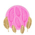 A pink silicone mould shaped like feathers, featuring five feather impressions. Surrounding the mould are four decorative golden feather pieces, showcasing intricate details.