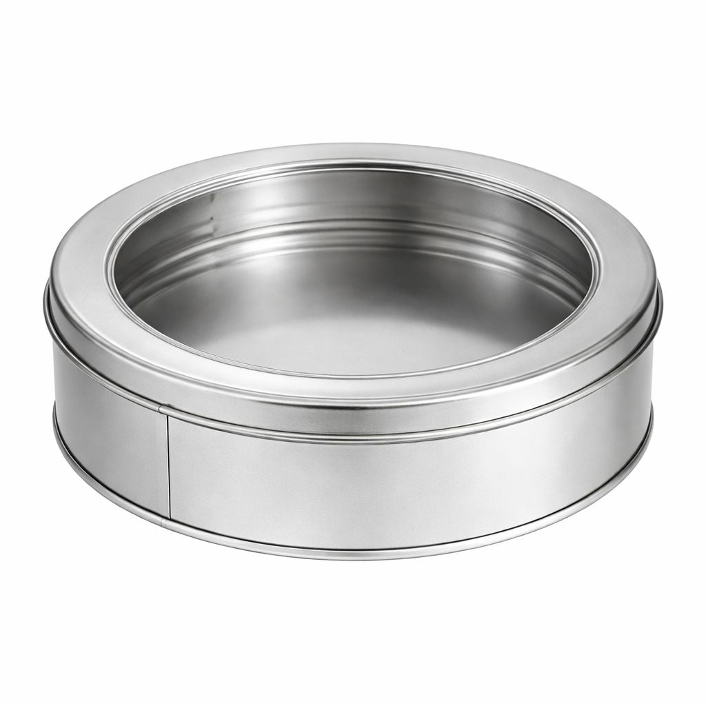 Silver Round Dream Cake Tin With Window - Model 3