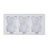 A silicone mould featuring three bear-shaped cavities, each depicting a bear sitting down and wearing a sweater. The mould is clear and designed for making cakesicles.