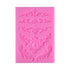A pink decorative silicone mould featuring intricate patterns. The mould contains multiple designs, including floral and scrollwork motifs, arranged in horizontal bands. Each design varies in shape and detail, showcasing elegant curves and embellishments suitable for crafting or baking projects.