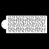 The image features a white cake stencil labeled &