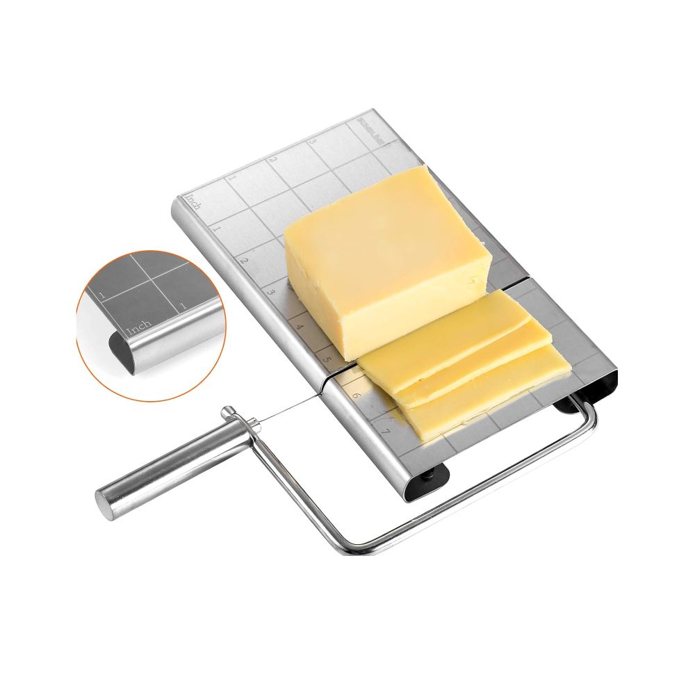 Professional Stainless Steel Cheese Cutting Board with Measurement Grid