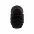 A stack of black cupcake liners, with five liners positioned upright and one on top, showcasing a ridged texture. The liners are conical in shape and designed for holding cupcakes or muffins. This image represents a product offering 100 pieces.