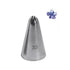 A metallic piping nozzle with the number "33" engraved on its side. The nozzle has a conical shape with a pointed tip featuring two distinct openings. In the background, there&