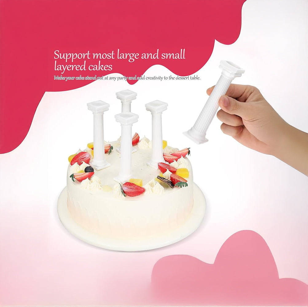 A hand holds a cake while using a frosting knife to spread icing on top.