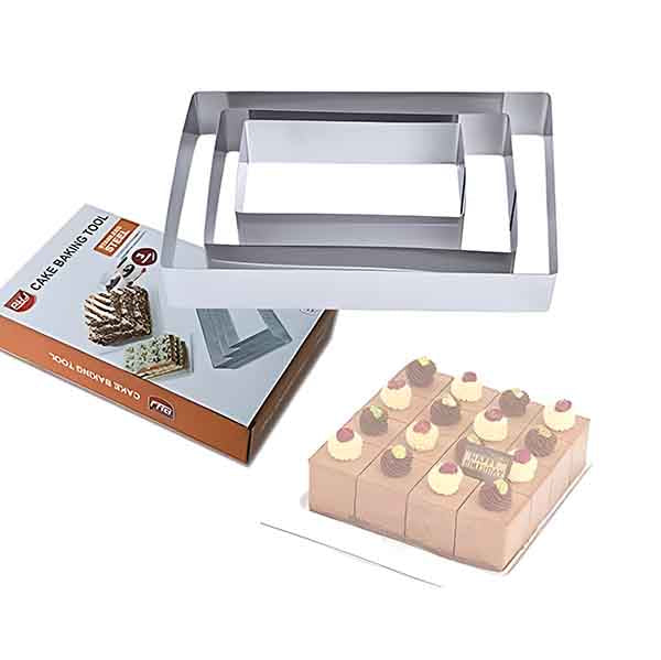 Stainless Steel Rectangle Cake Ring - Set of 3