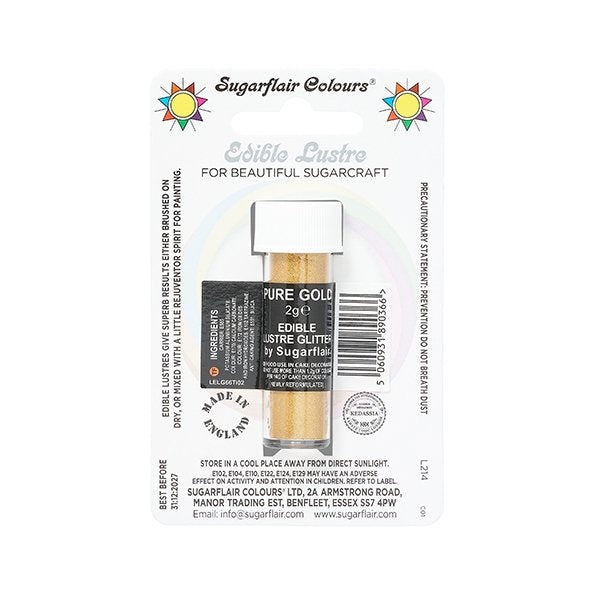 Sugarflair Edible Lustre Glitter 2g - Pure Gold