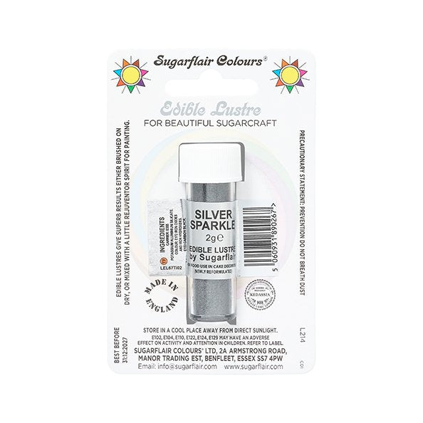 Sugarflair Edible Lustre Glitter 2g - Silver Sparkle