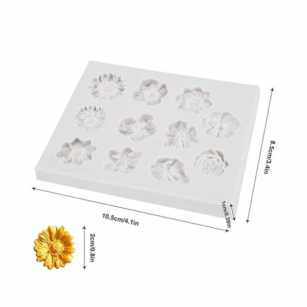 11 Flowers Cavities Silicone Mould