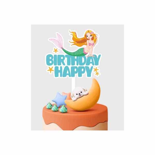 Little Mermaid Happy Birthday Cake Topper