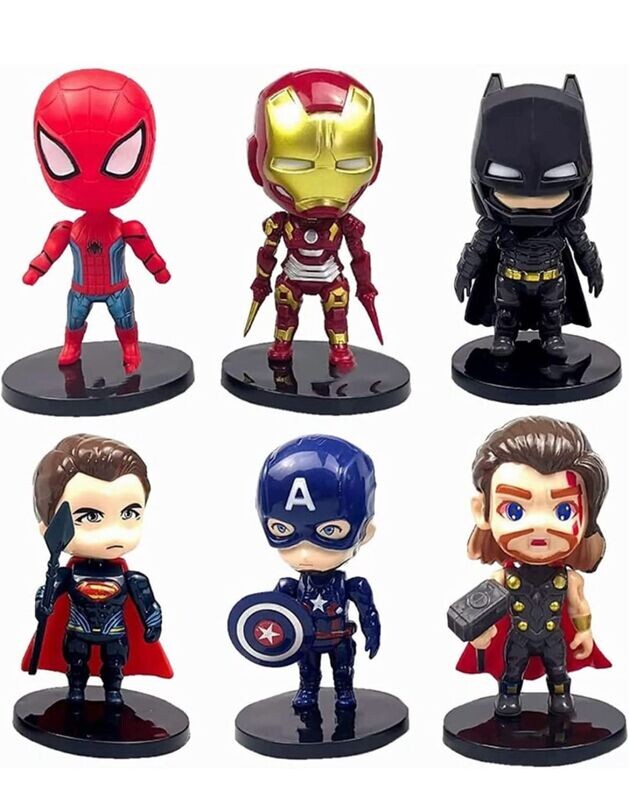 6PC Mini Cartoon Superhero/Avengers Cake Topper