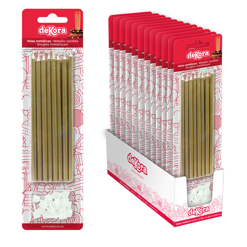 Dekora Metallic Gold Birthday Candles 13cm  x 16