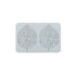 The image features a silicone mold designed to create 3D flower shapes with round leaves. The mold is rectangular and light gray in color, showcasing two intricately detailed leaf shapes. Each leaf is adorned with a variety of raised, smaller leaf patterns, enhancing the 3D effect. The edges of the mold are smooth and rounded.