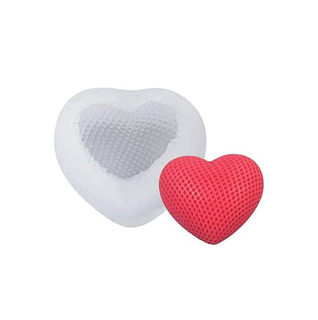 Two heart-shaped sponges with textured surfaces are shown. One is white and larger, the other is smaller and red, conveying a simple, cheerful tone.