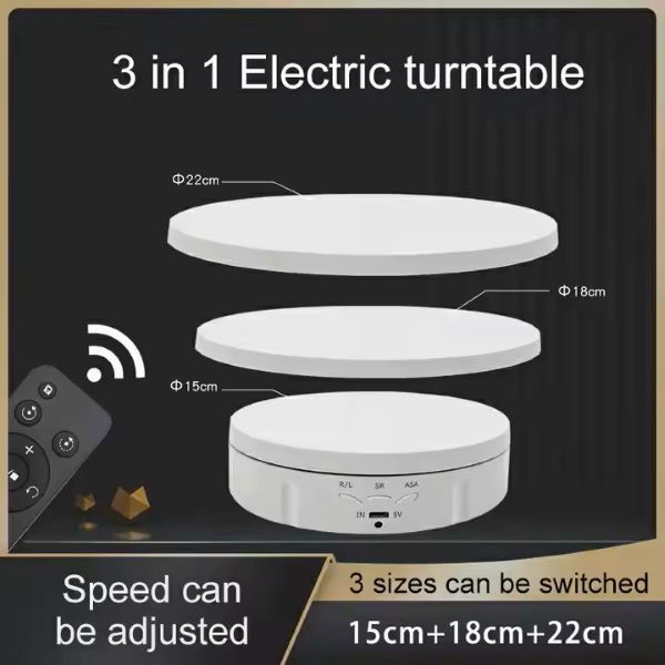 3 in 1 Smart Electric Turntable Display Stand with Remote Control