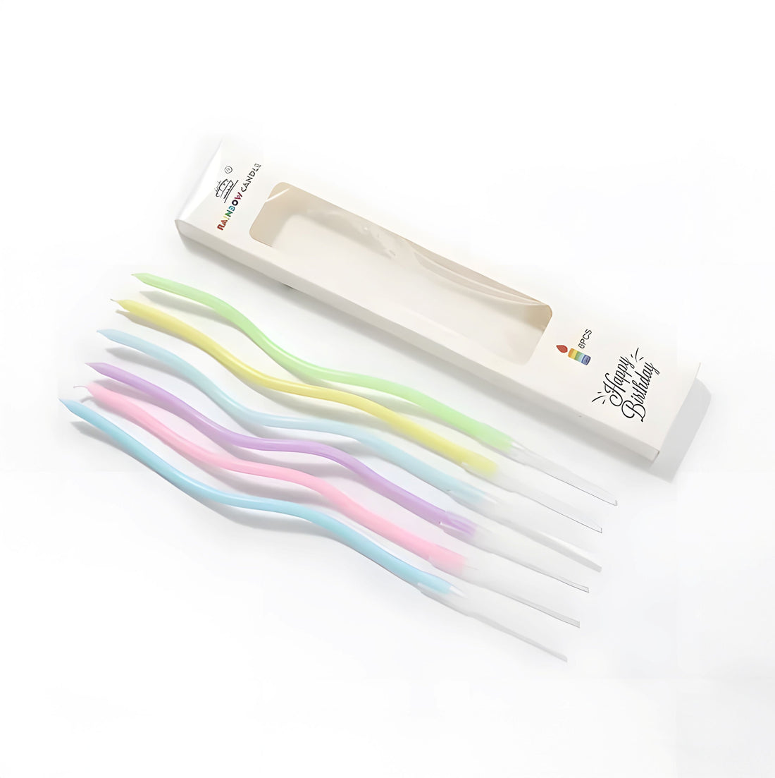 Pastel Spiral Birthday Candles – Set of 6 (17 cm)