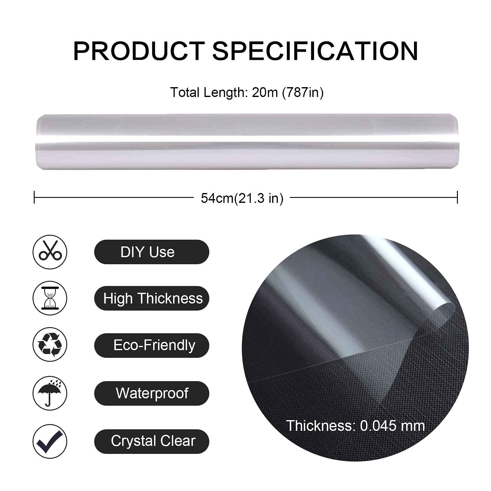 Clear Cellophane Wrap Roll 54cm x 20m/roll