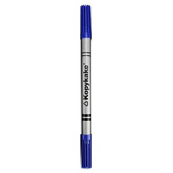 A blue edible ink pen labeled &quot;Kopykake.&quot; The pen has a silver barrel with black accents and a blue cap. The tip is designed for drawing or writing with edible ink.