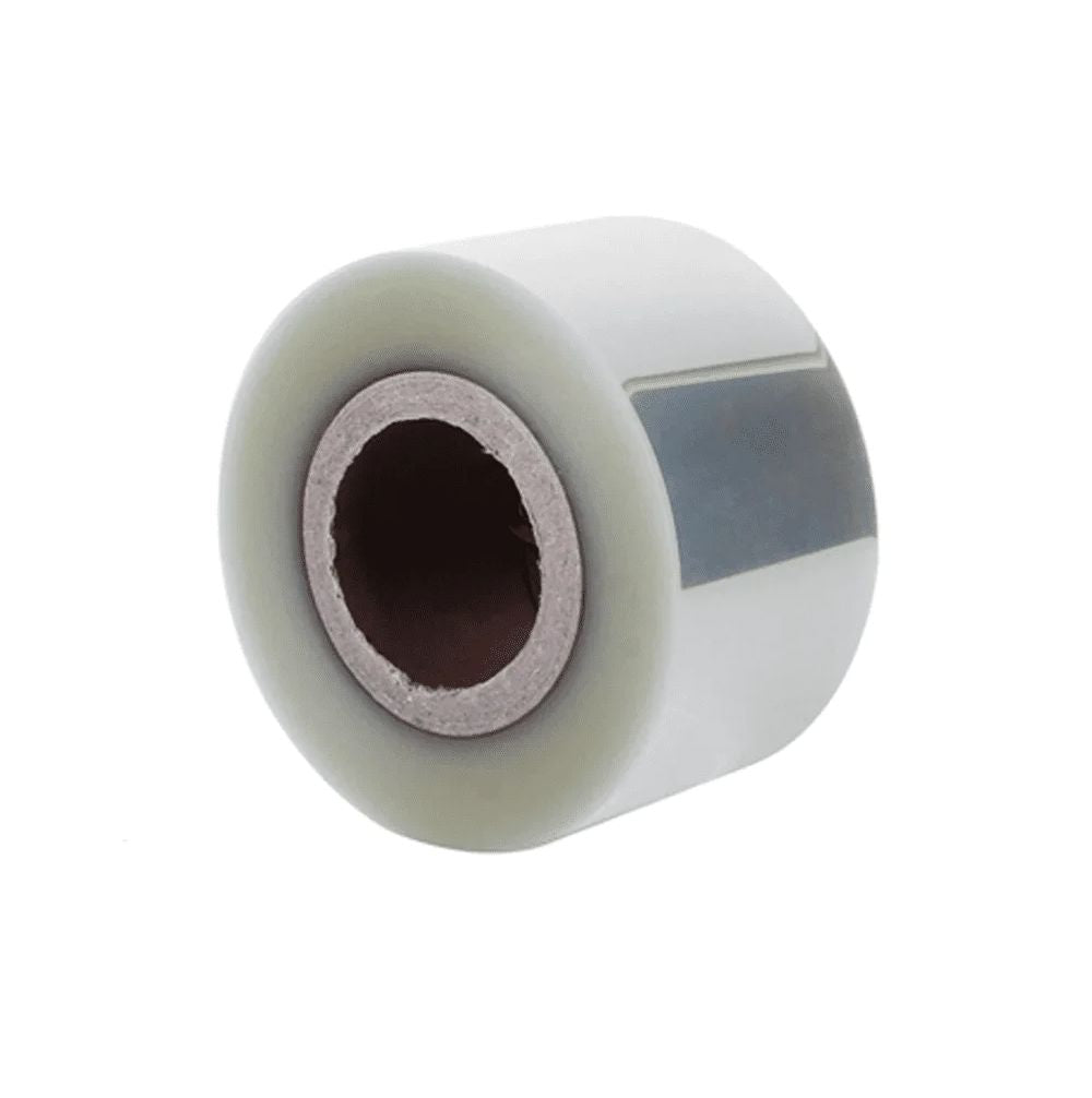 Roll of clear plastic sheeting on a white background