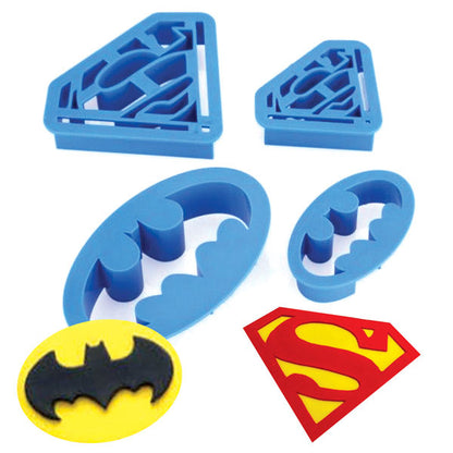 Superman And Batman ?Superheroes Logo Cutter ?4 Pc