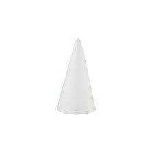 A white, conical cake dummy with a diameter of 100 mm at the base and a length of 330 mm, designed for cake decorating or display purposes.