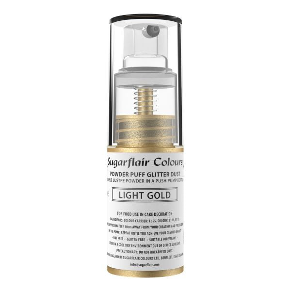 Sugarflair Edible Glitter Dust Spray 10g - Light Gold