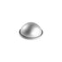 Silver half-sphere dome protrudes from a flat base against a plain white background, conveying a minimalist and sleek design.