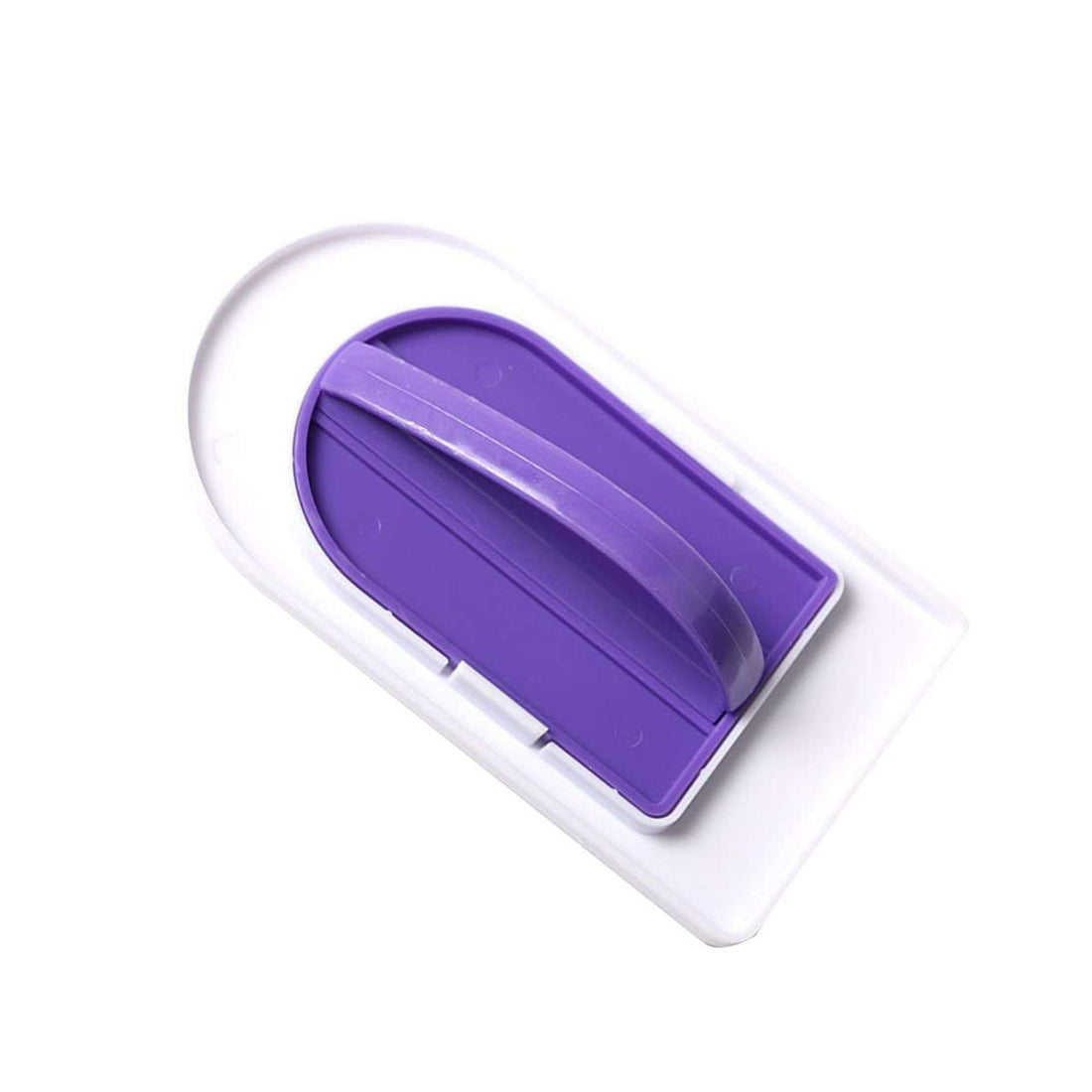 A 2-in-1 fondant smoother tool featuring a white base and a removable purple handle. The tool is designed with a smooth surface for working with fondant, making it easier to achieve a polished finish on cakes and decorations.