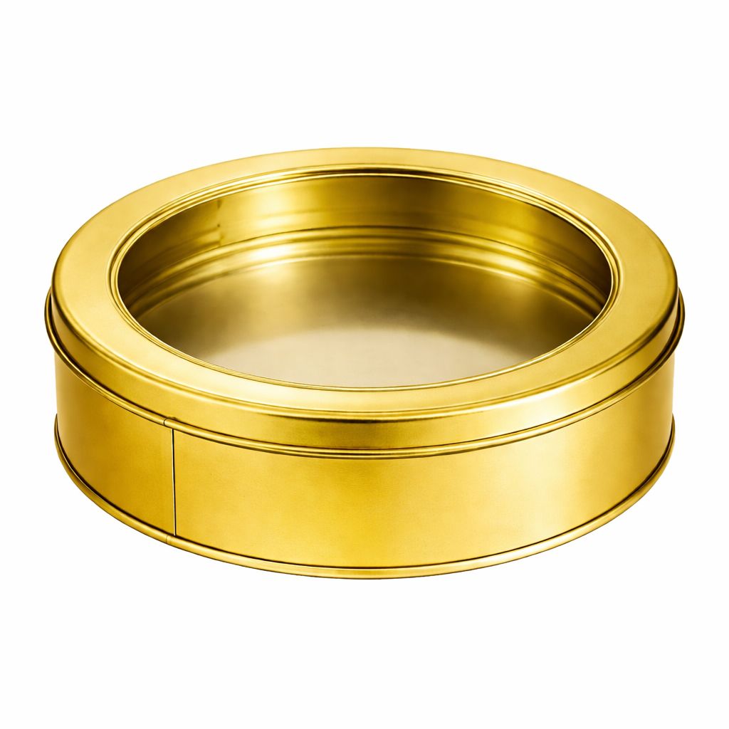 Gold Round Dream Cake Tin With Window - Model 3