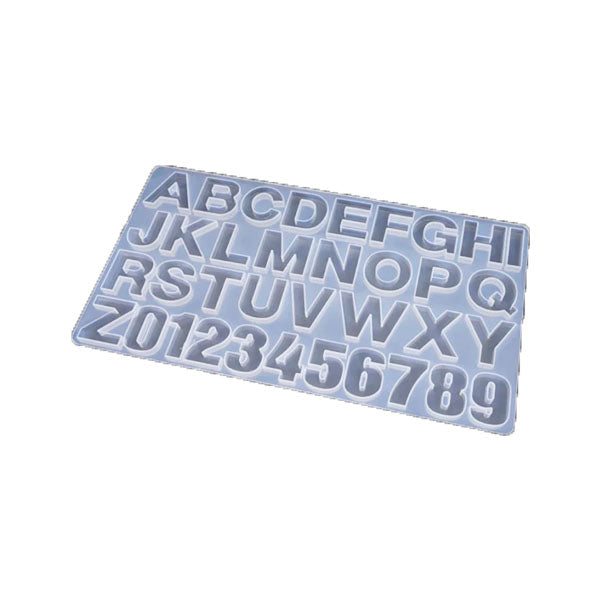 A silicone mold featuring the uppercase letters A to Z and the numbers 0 to 9, arranged in a rectangular shape. The mold is designed for crafting or baking purposes.