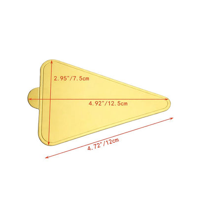 Triangle-shaped cookie cutter in yellow, complete with measurement indicators for baking precision.