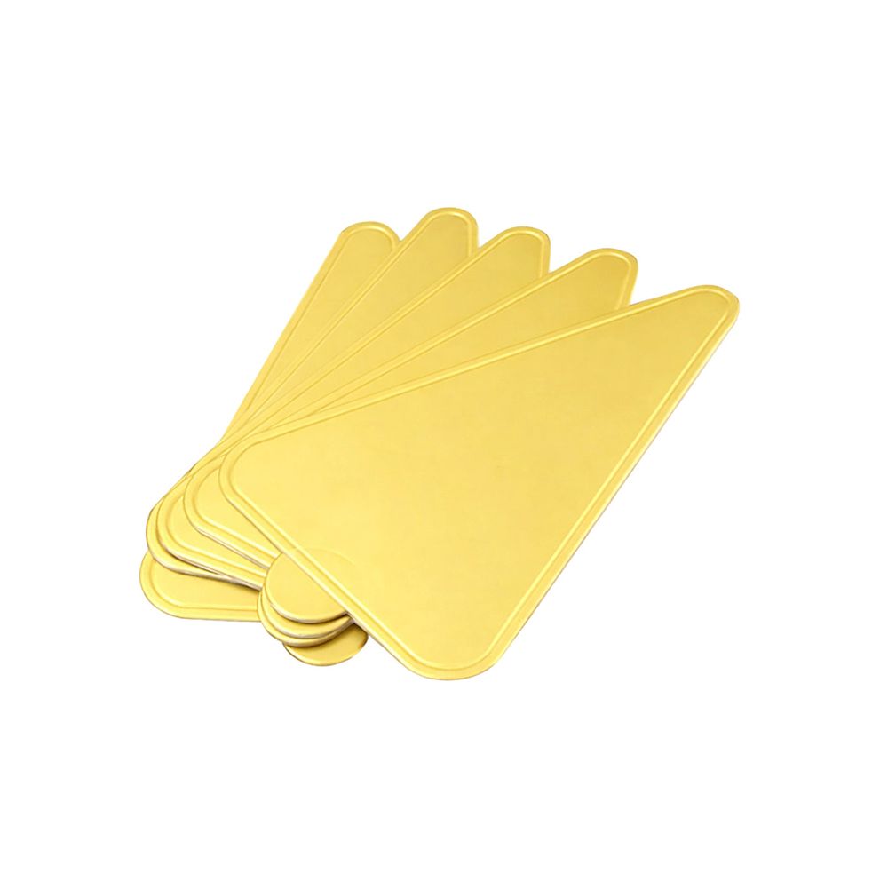 A set of four yellow plastic plates stacked together on a white background.