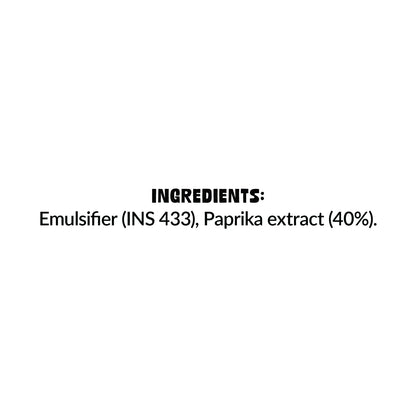 List of ingredients with emulsifier (INS 433) and paprika extract (40%) on a white background.